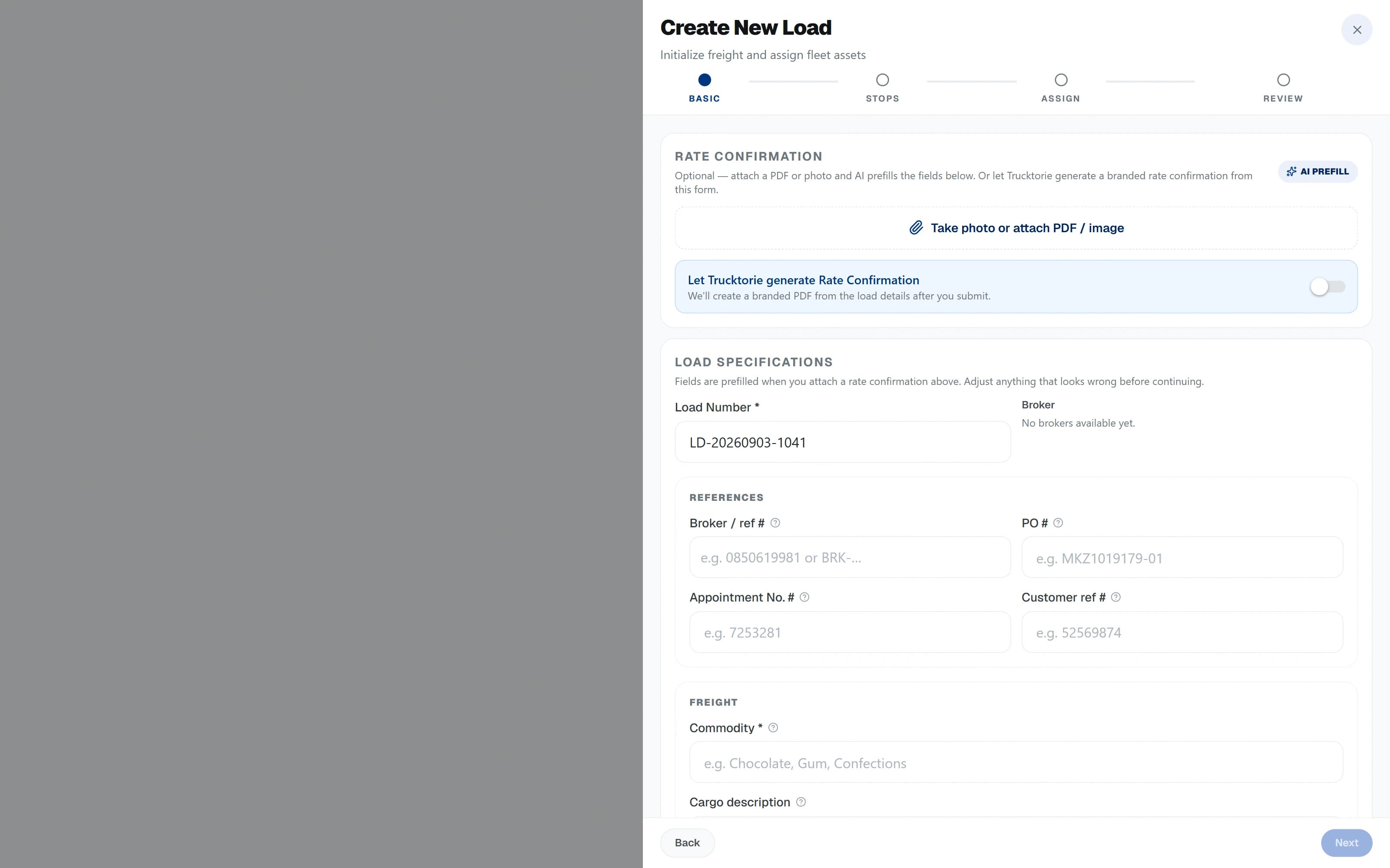 Dispatch and load management — assignment stays inside the company screen
